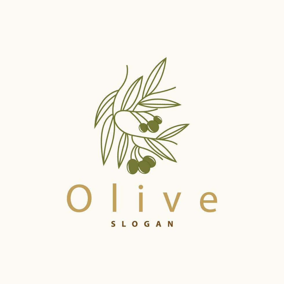Olive Oil Logo Premium Design Fresh Plant Garden Simple Minimalist Templet Symbol Illustration vector