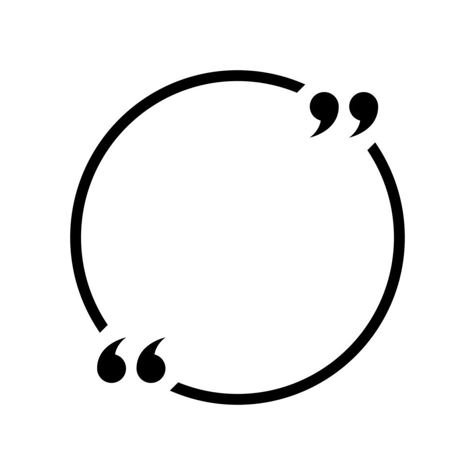 Text quote sign in flat style. Circle quotes frame icon vector