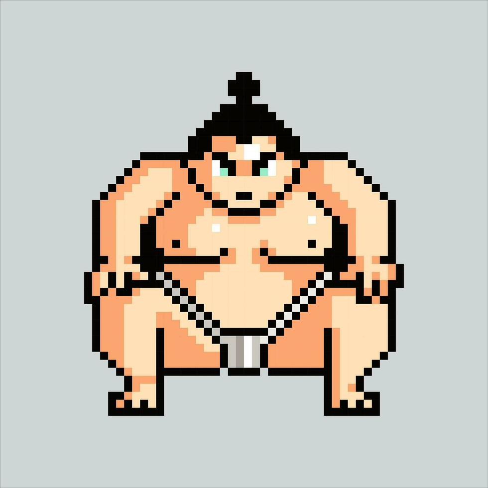 Pixel art illustration Sumo. Pixelated Sumo Guy. Japanese Sumo Guy icon pixelated for the pixel art game and icon for website and video game. old school retro. vector