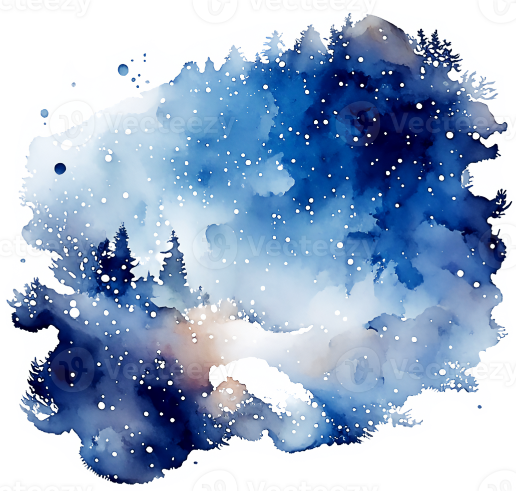Blue Watercolor Winter Splash Background AI Generative png