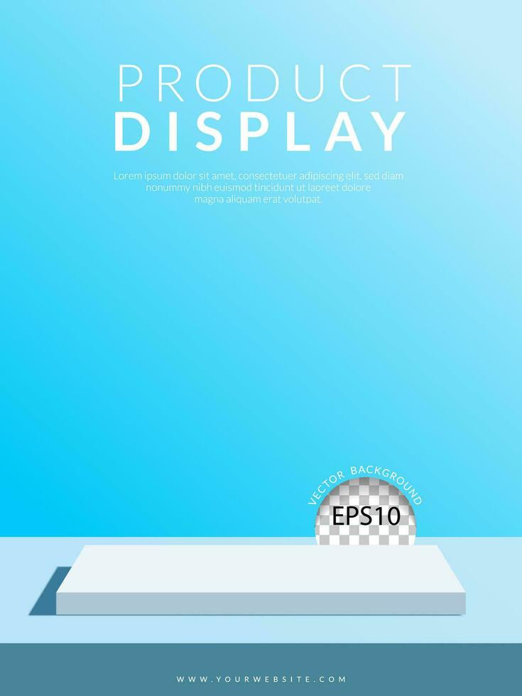 White podium product display on blue sky and sunlight background. Vector illustration