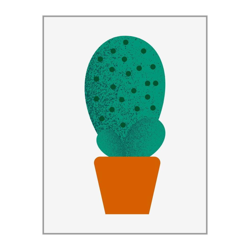 SIMPLE ILLUSTRATION GREEN COLOR CACTUS ON POT MINIMALIST DESIGN. ART DRAWING GOOD FOR WALLPAPER, COVER, POSTER, PRINT vector