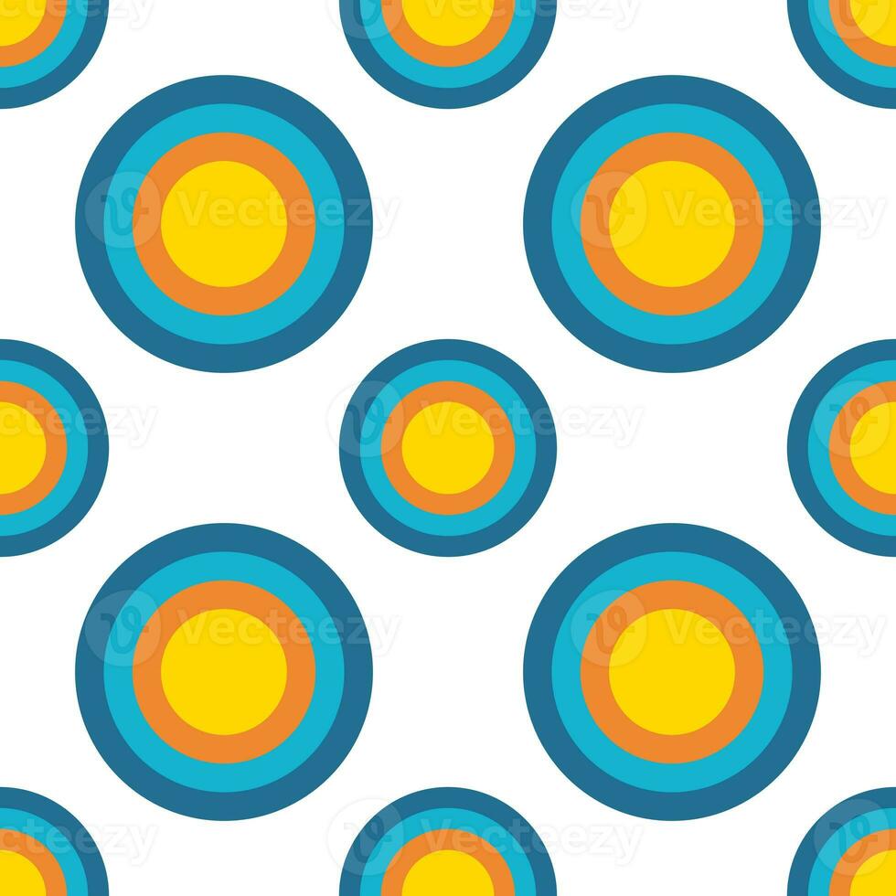 Retro circle abstract background seamless pattern. circle multicolor 1970s. Circle donut shape on white background, geometric cute photo