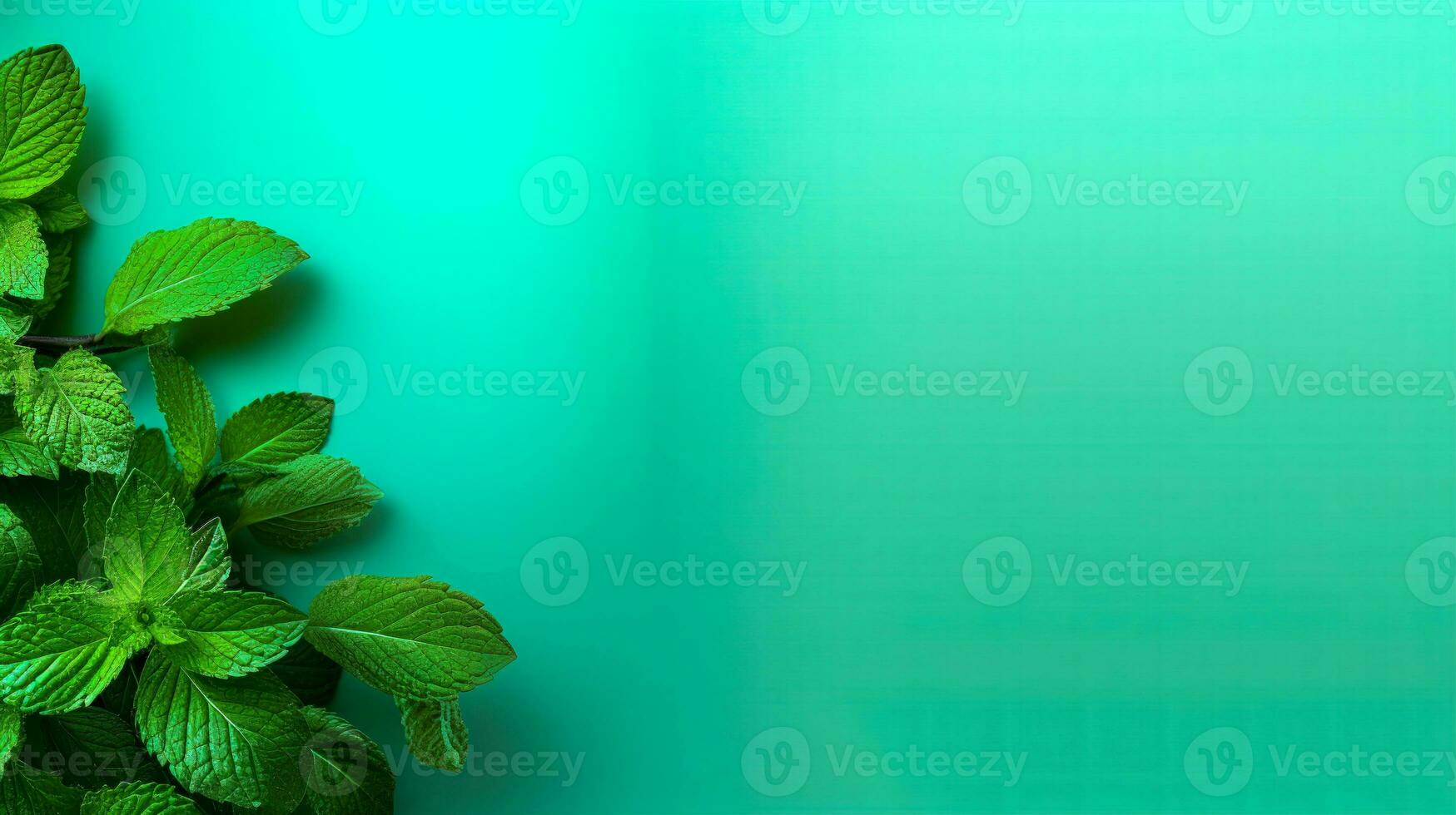 Fresh and Green Mint Leaves on a Gradient Background A Natural and Refreshing Design Element AI Generative photo