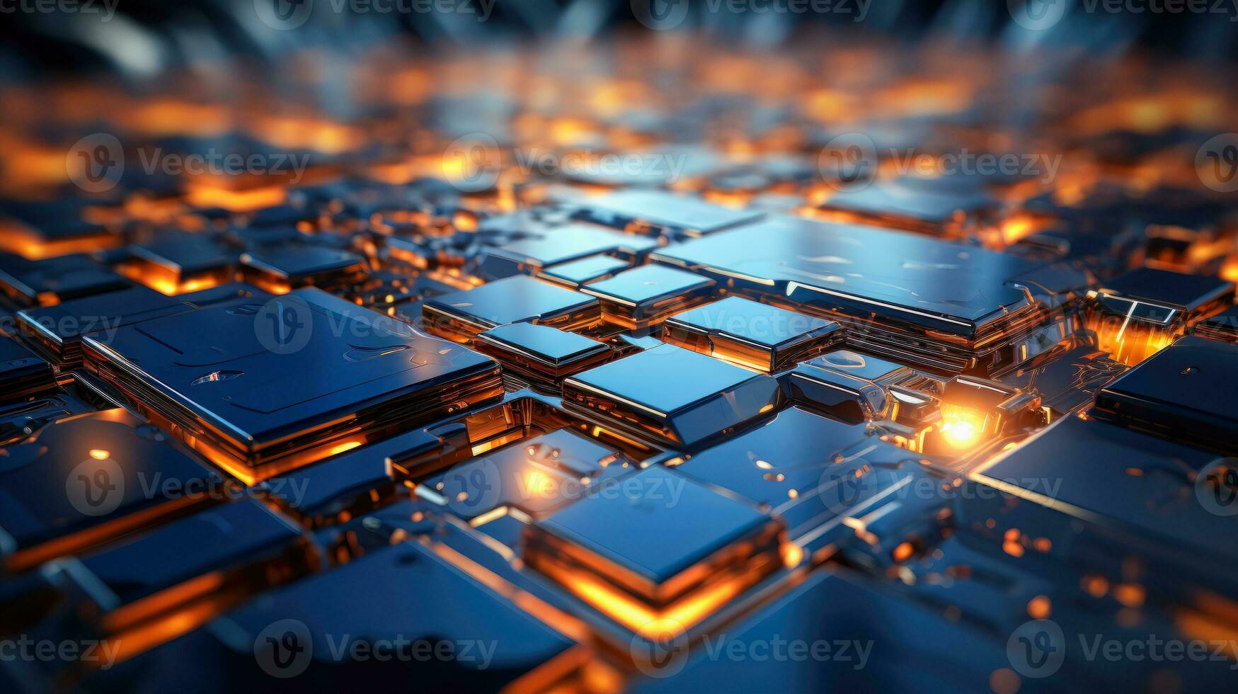 Circuit Board City with Gold Lines A Futuristic and Vibrant Image best for Metallic Background AI Generated photo