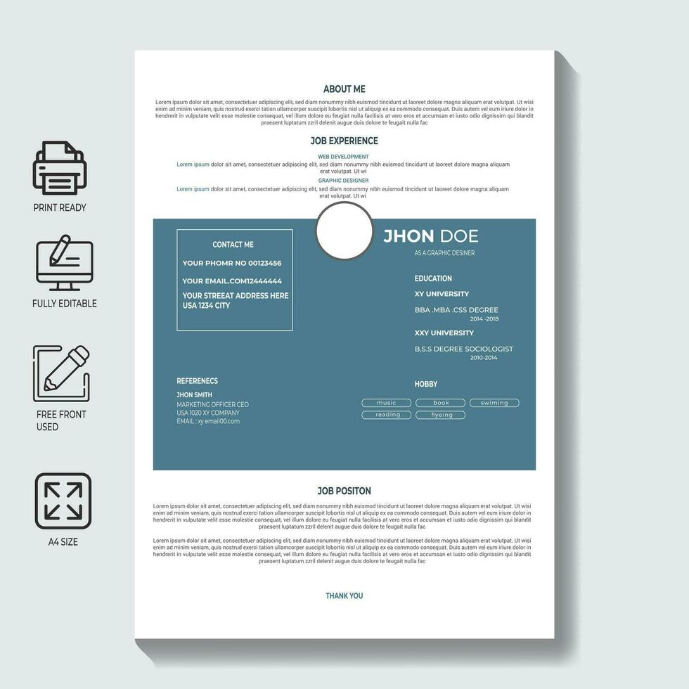 CV resume template,Profesional CV Dseign vector