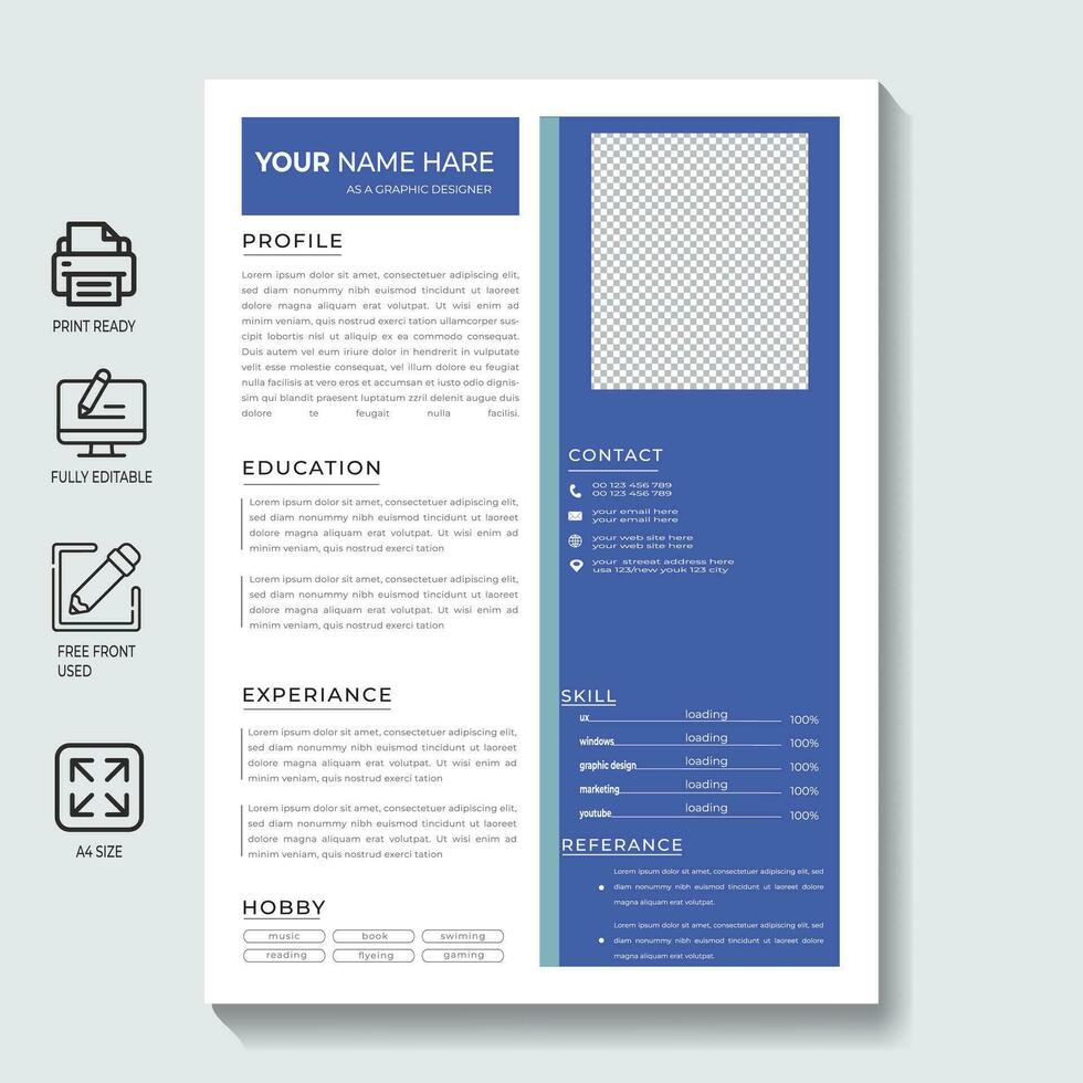 CV resume template,Profesional CV Dseign vector