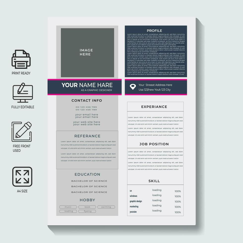 CV resume template,Profesional CV Dseign vector