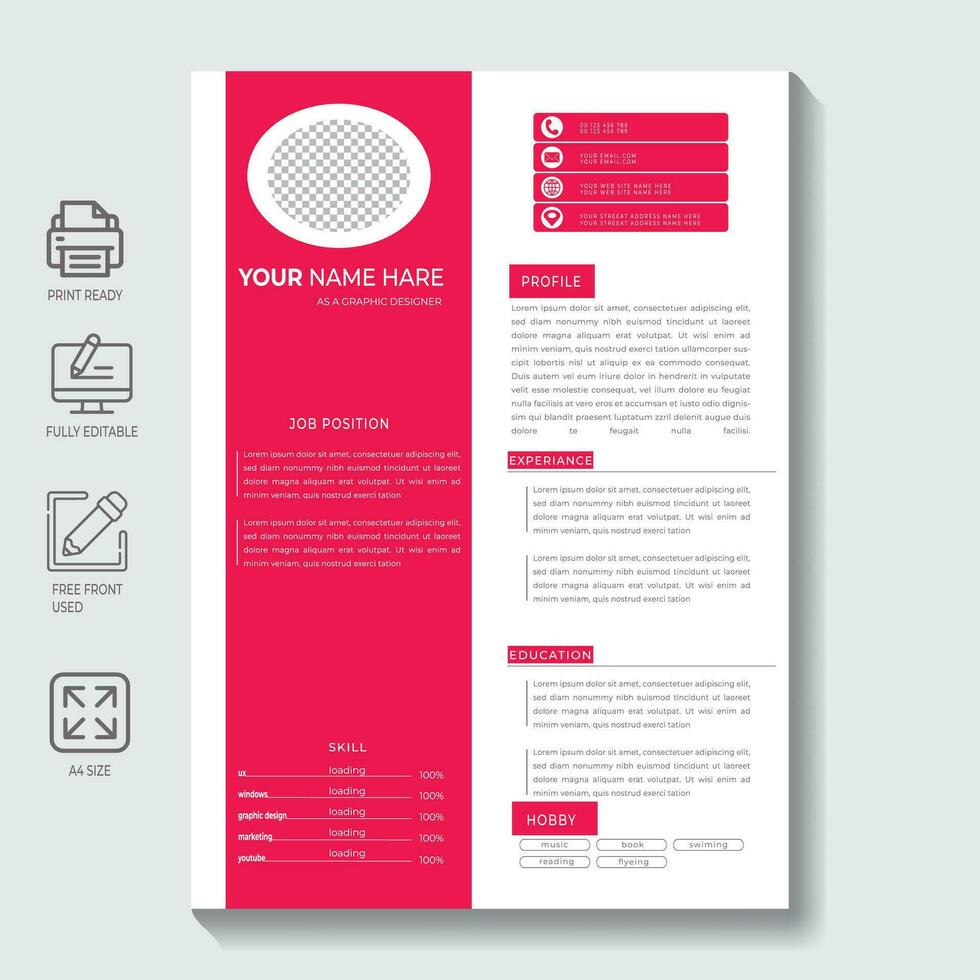 CV resume template,Profesional CV Dseign vector