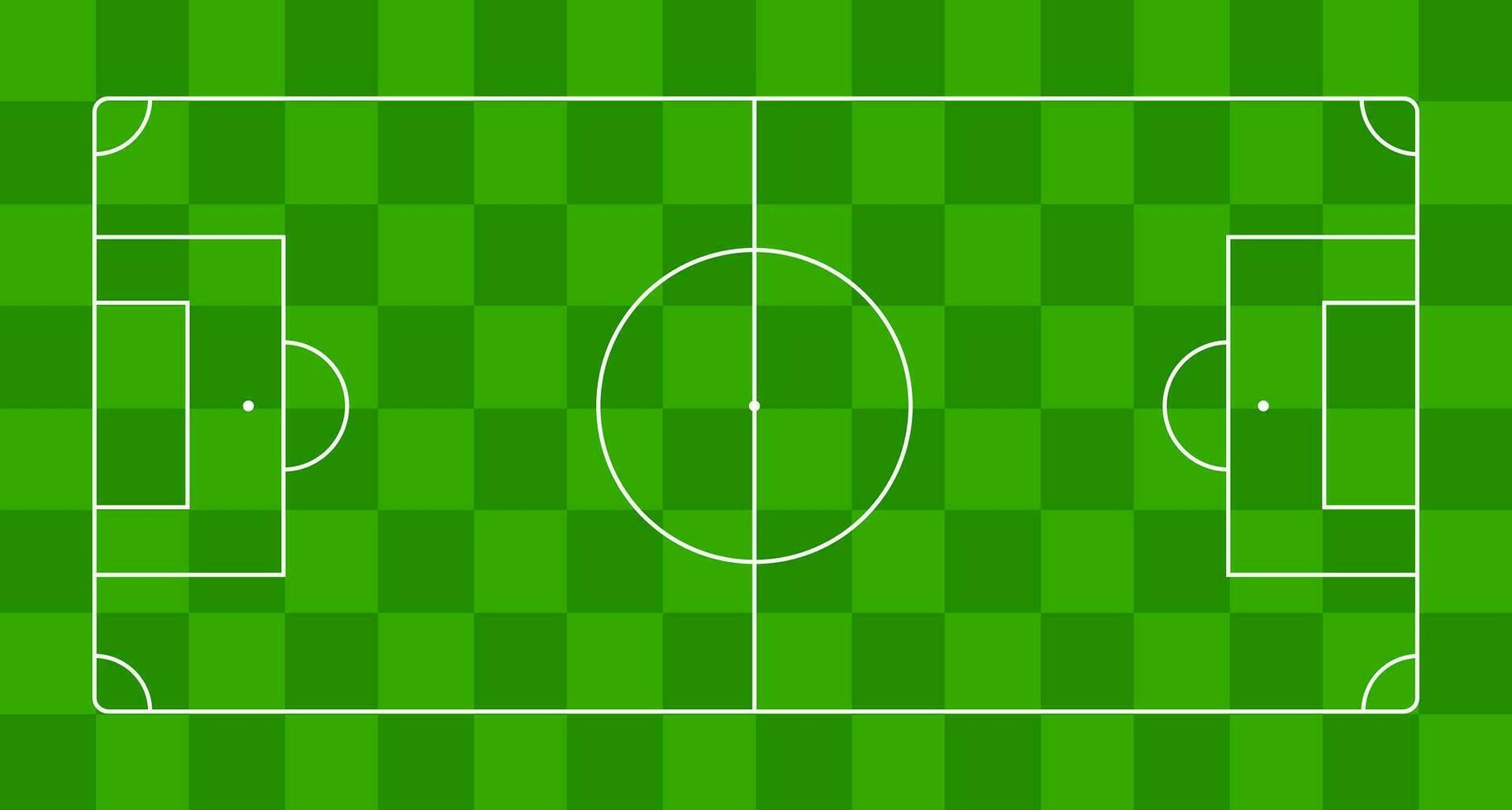 Square-striped green field template for soccer. Football game field scheme vector