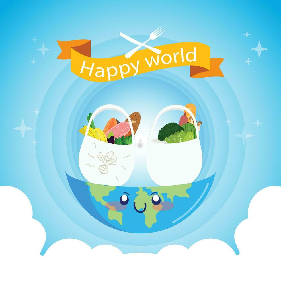 Hand drawn earth as bowl for healthy food vector