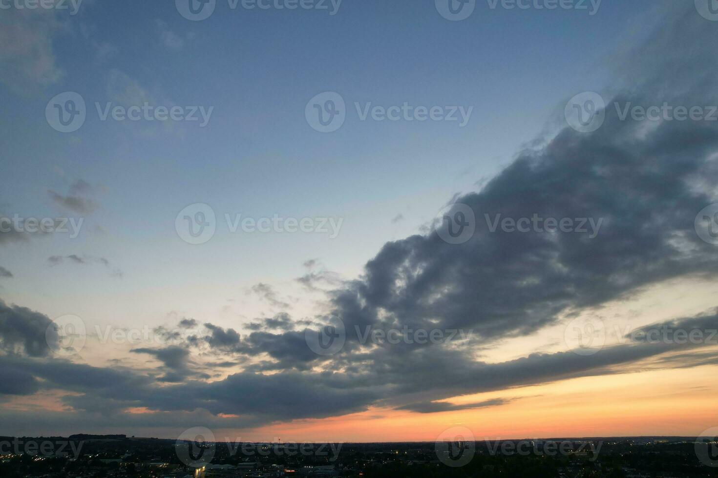 Aerial View of Illuminated Luton's  Residential Homes of England UK after Sunset During Night of Summer. Footage Was Captured with Drone's Camera on Sep 2nd, 2023 photo