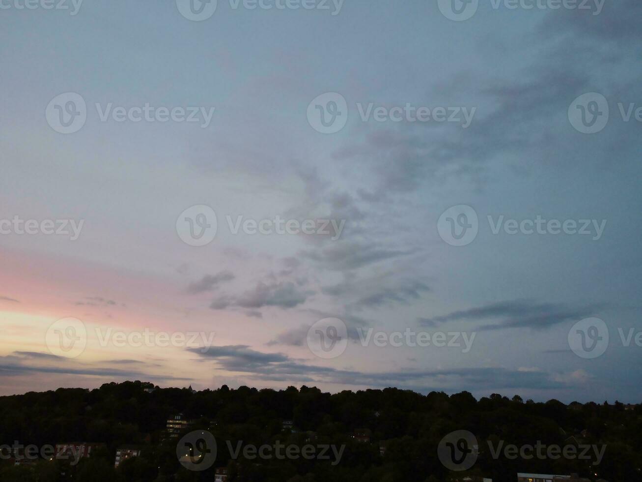 Aerial View of Illuminated Luton City of England UK after Sunset During Night of Summer. Image Was Captured with Drone's Camera on Sep 1st, 2023 photo