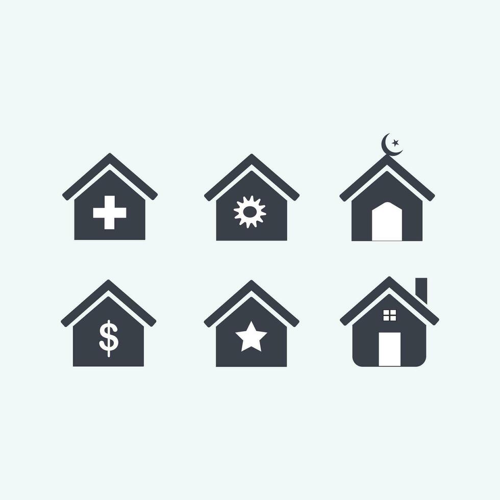 Minimal Set of  Home Glyph Icons stock illustration vector
