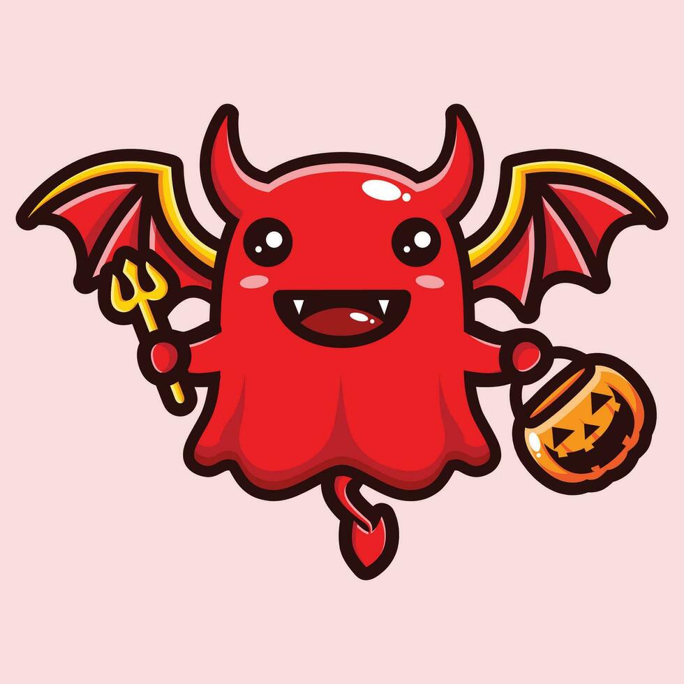 Devil ghosts join in celebrating Halloween vector