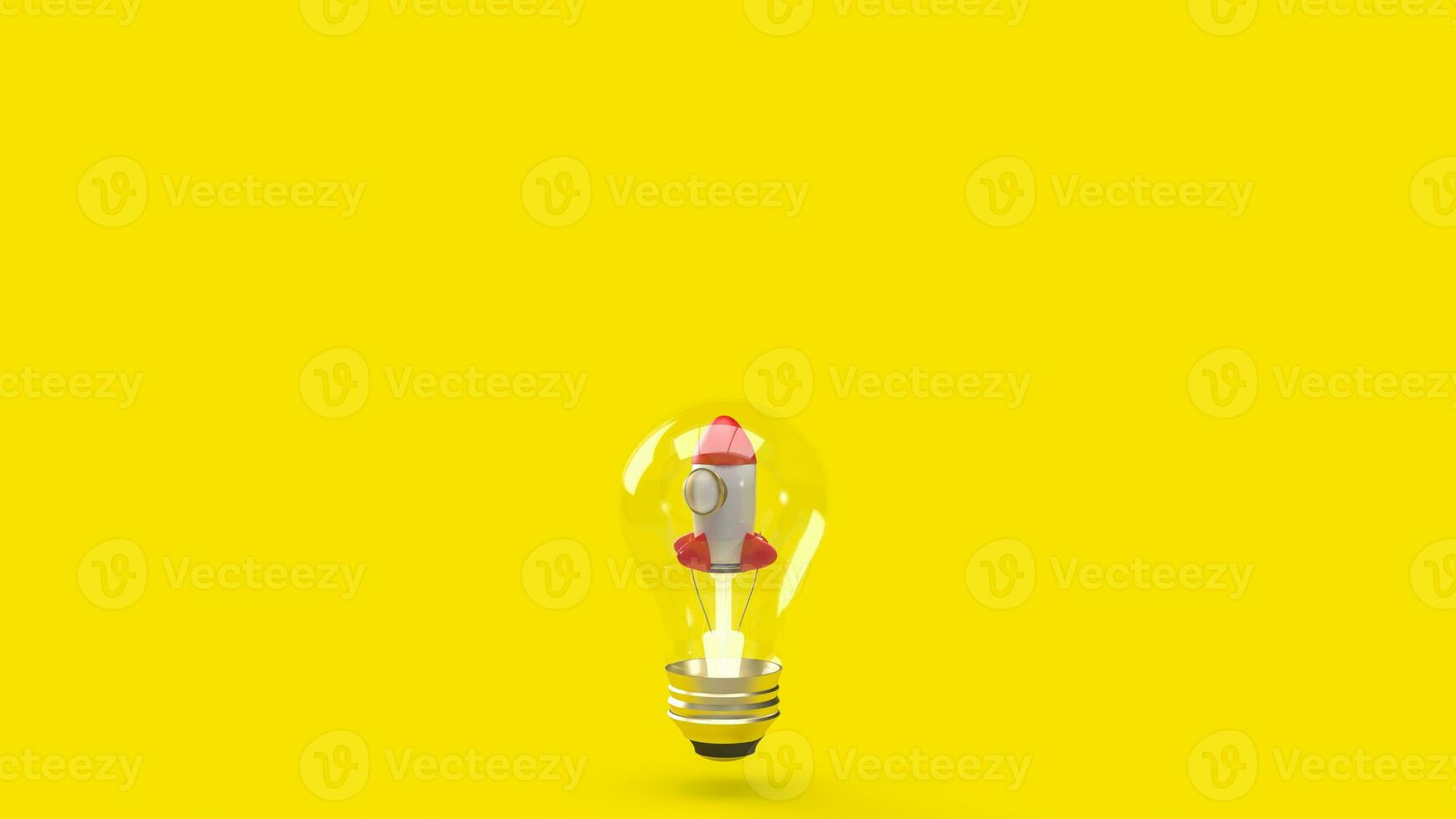 The rocket in bulb for startup Business concept 3d rendering photo