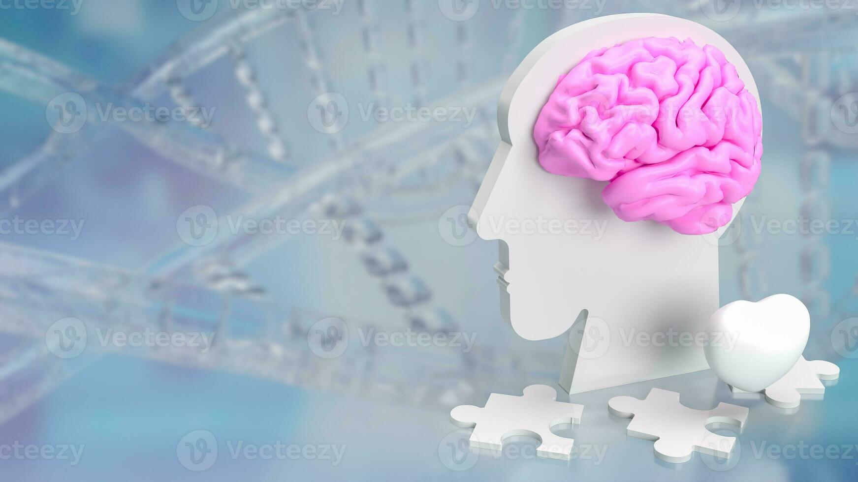 The bust head and brain for sci or medical concept 3d rendering photo