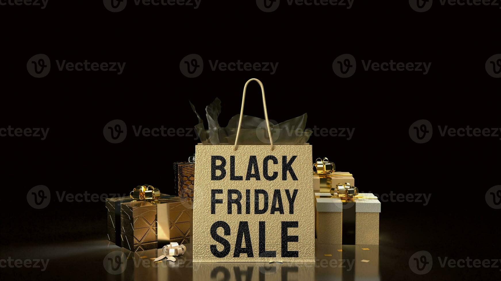 The Shopping Bag and gift box for Black Friday concept 3d rendering photo