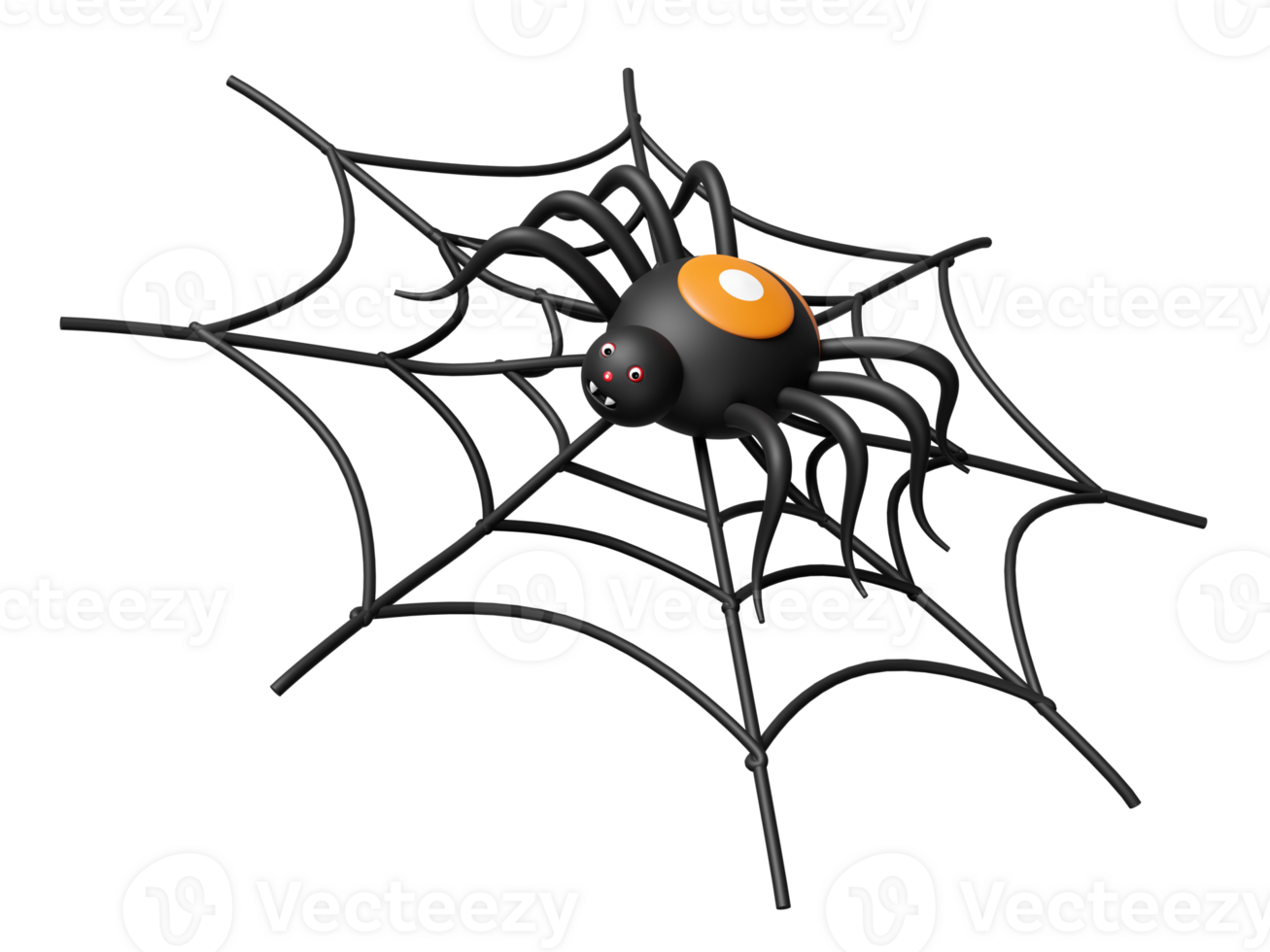 3d halloween holiday party with spider and spider web isolated. 3d render illustration png