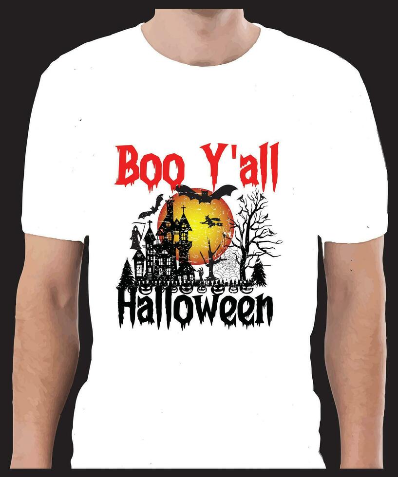 Boo Yall Happy Halloween T shirt Design vector