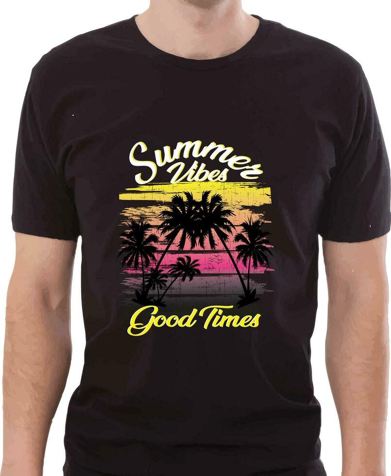 verano vibraciones caliente t camisa diseño vector