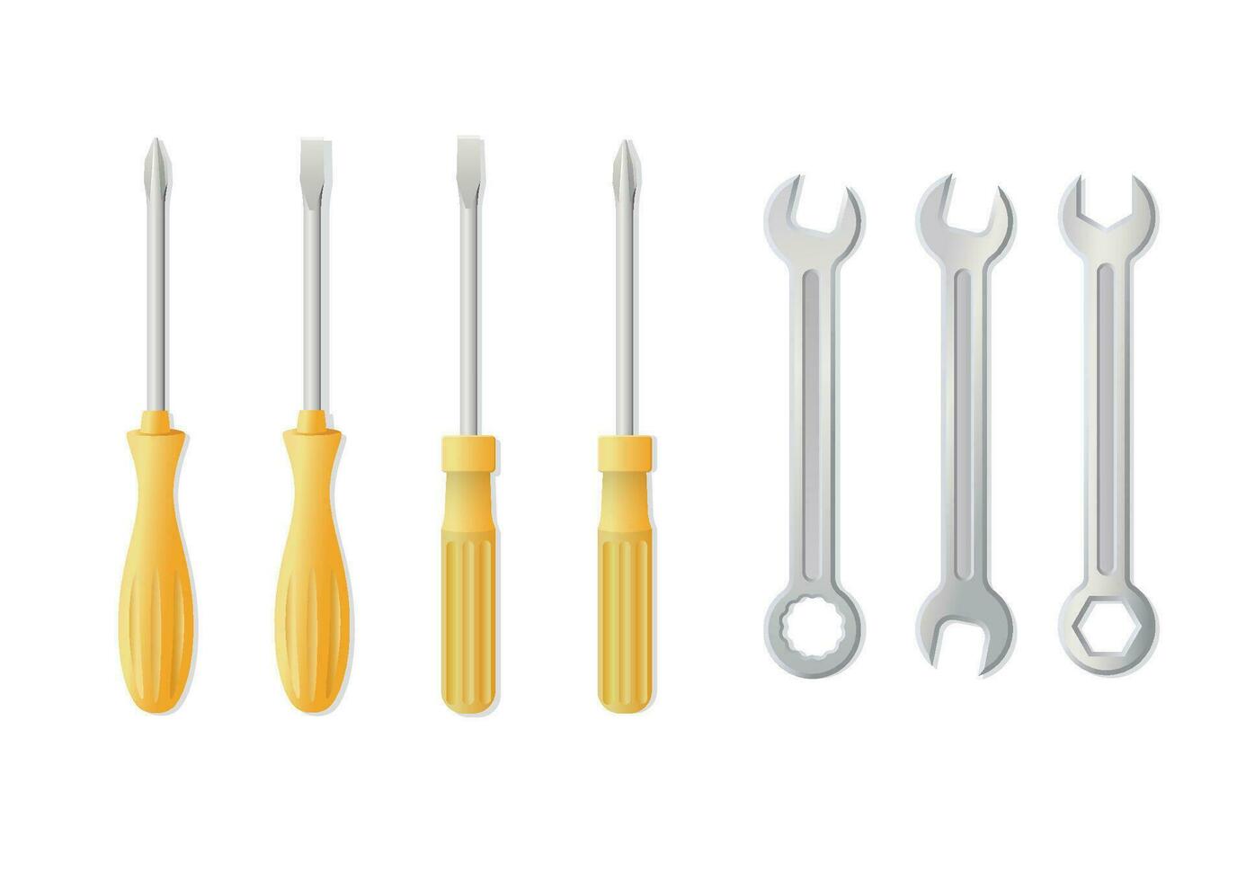 Screwdrivers and wrench keys set vector