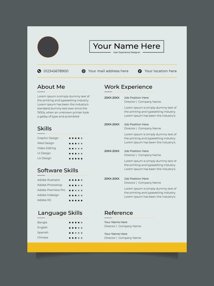 Professional resume, cv and cover letter template design vector