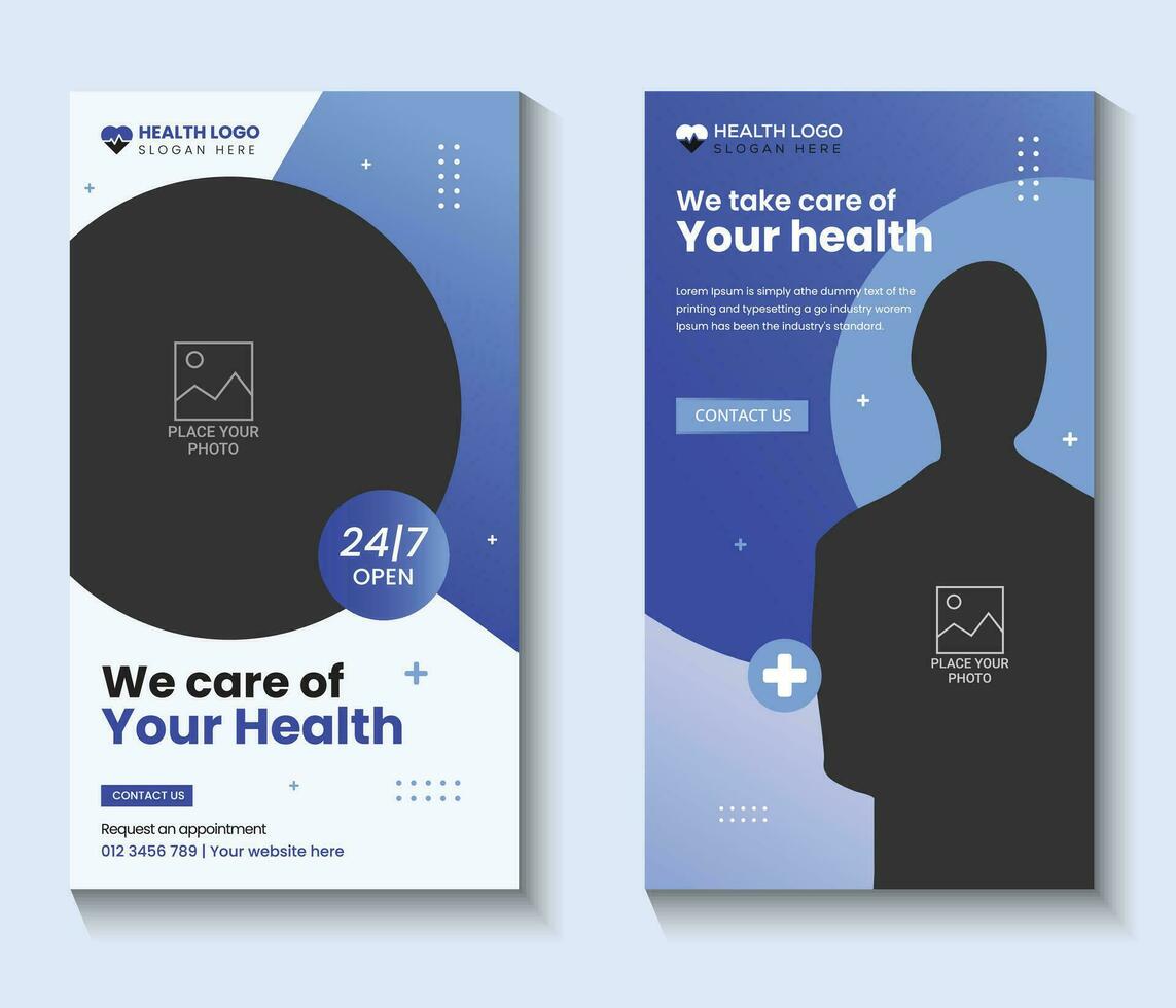 Editable medical healthcare dental Instagram stories social media square web ads banner flyer post template design collection vector