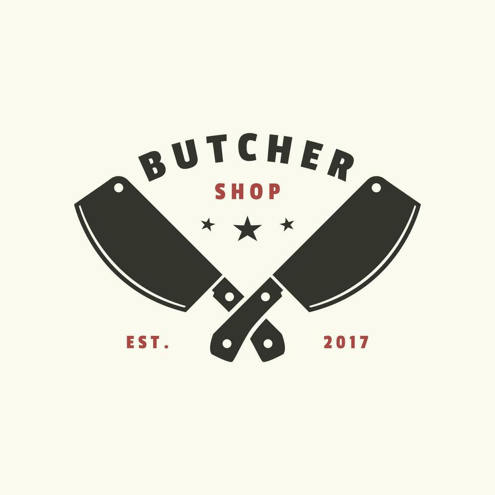 Butcher Knife Vintage Logo Template. vector
