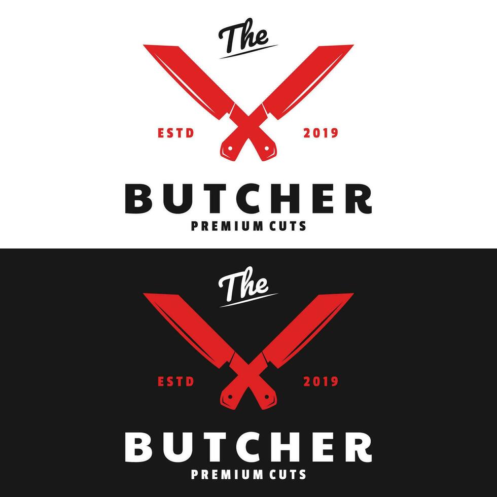 Butcher Knife Vintage Logo Template. vector