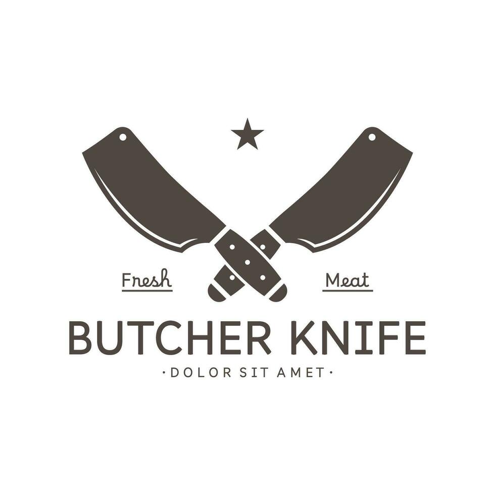 Butcher Knife Vintage Logo Template. vector