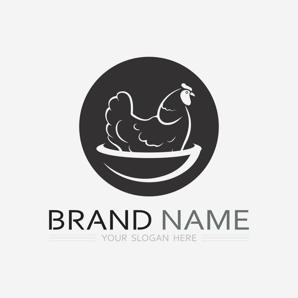 chicken logo  rooster and hen logo for poultry farming  animal logo vector illustration design