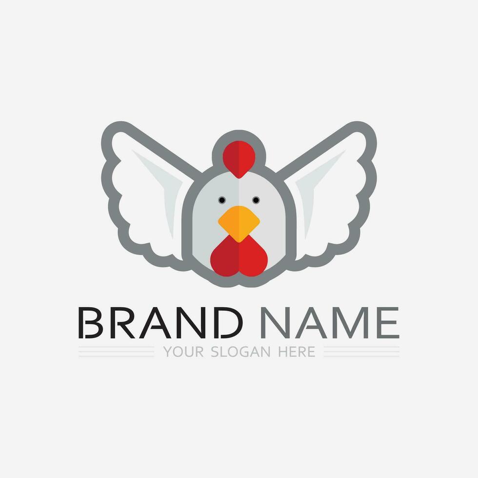 chicken logo  rooster and hen logo for poultry farming  animal logo vector illustration design