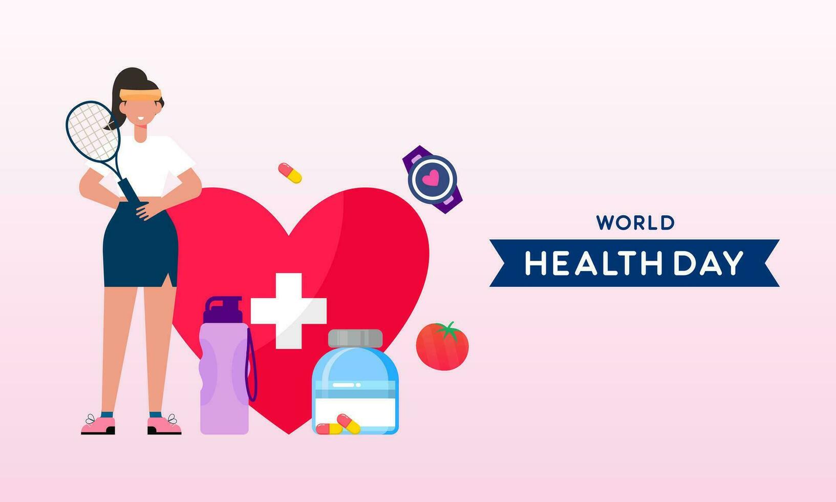 World health day illustration concept with characters people illustration vector