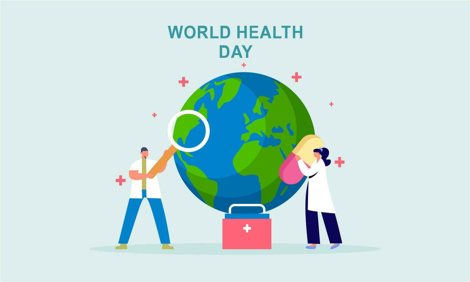 World health day illustration concept with characters people illustration vector