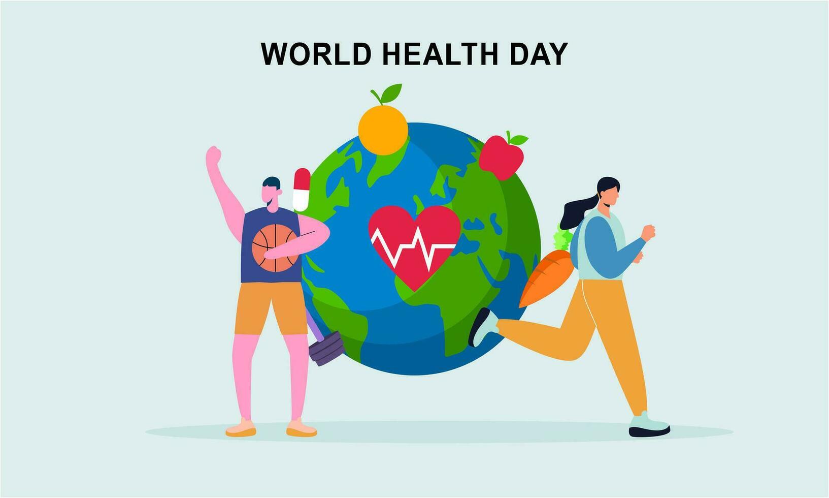 World health day illustration concept with characters people illustration vector