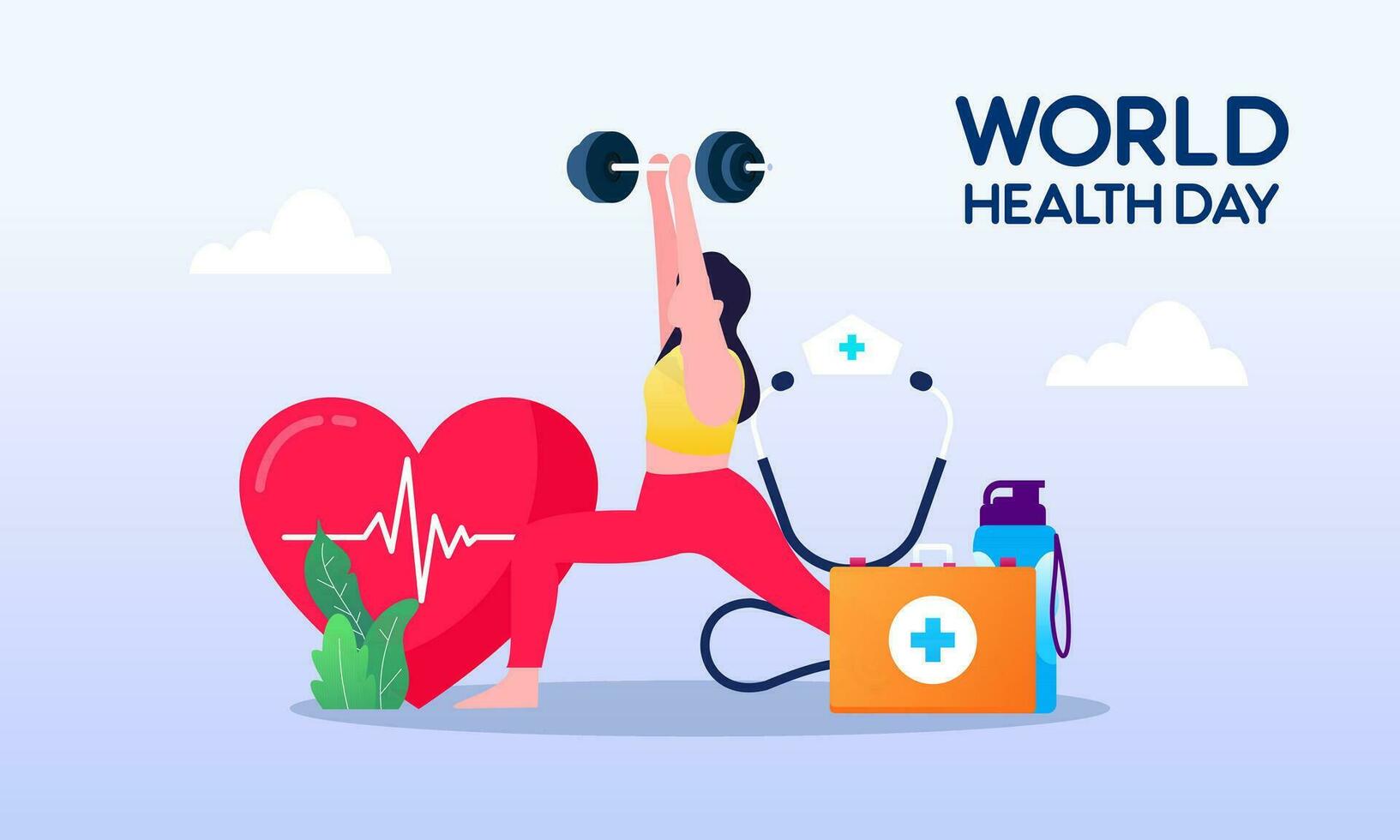 World health day illustration concept with characters people illustration vector