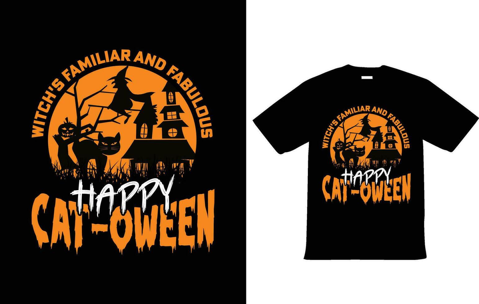 Halloween Cat T Shirt Design for Pod vector