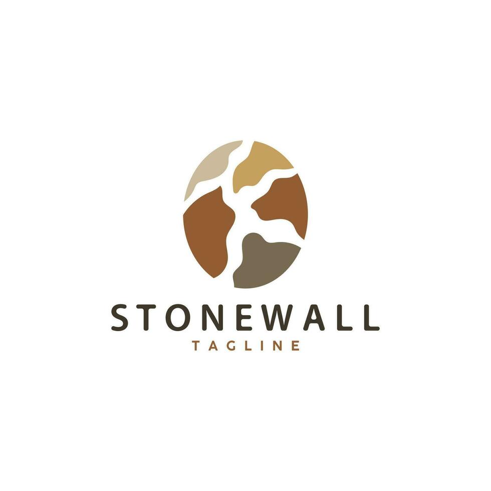 Simple Stone Wall Logo Design Template Symbol Illustration vector