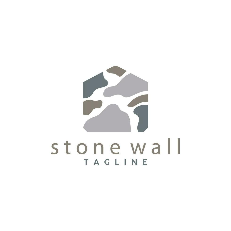 Simple Stone Wall Logo Design Template Symbol Illustration vector