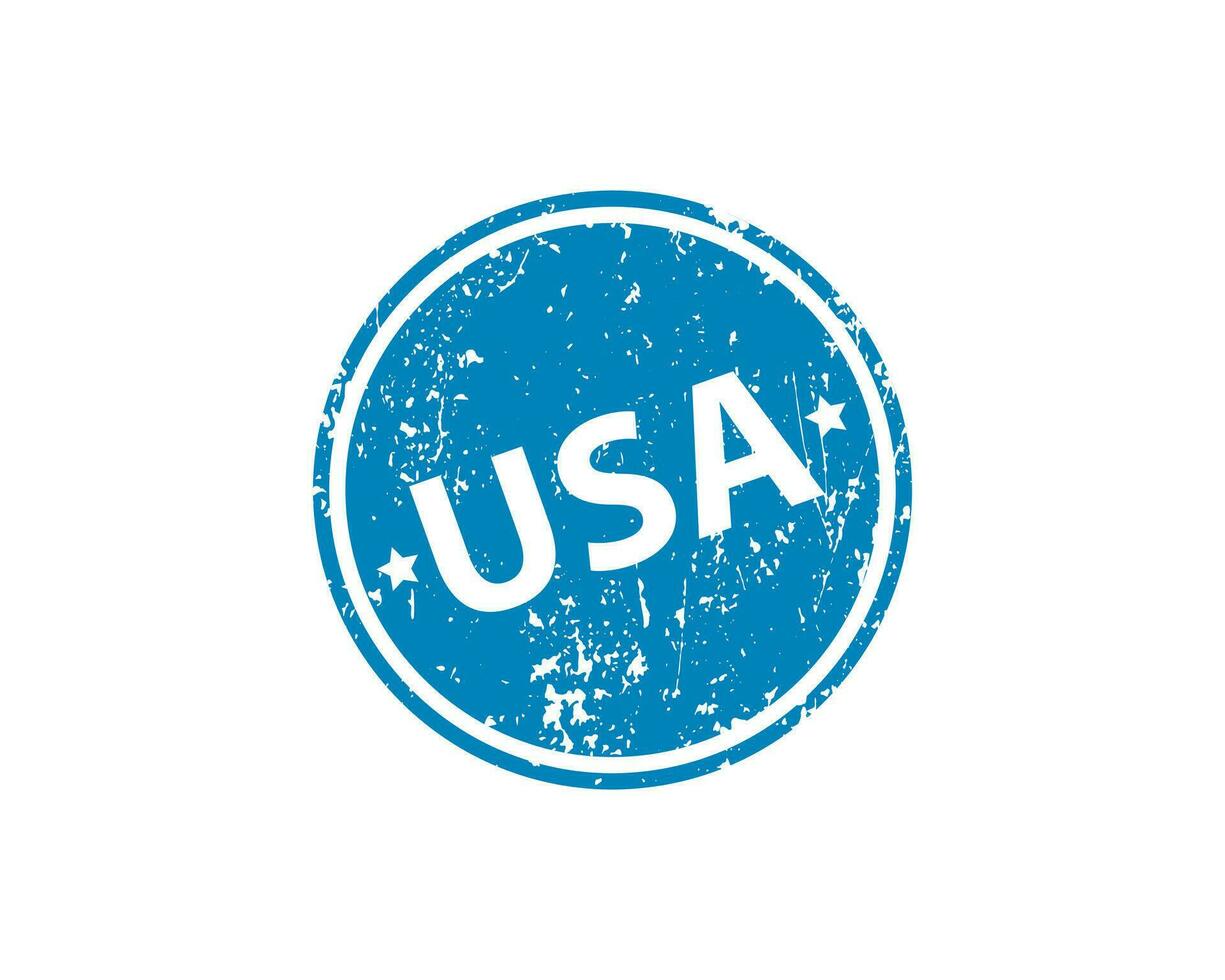 USA stamp vector texture. Rubber cliche imprint. Web or print design element for sign, sticker, label.