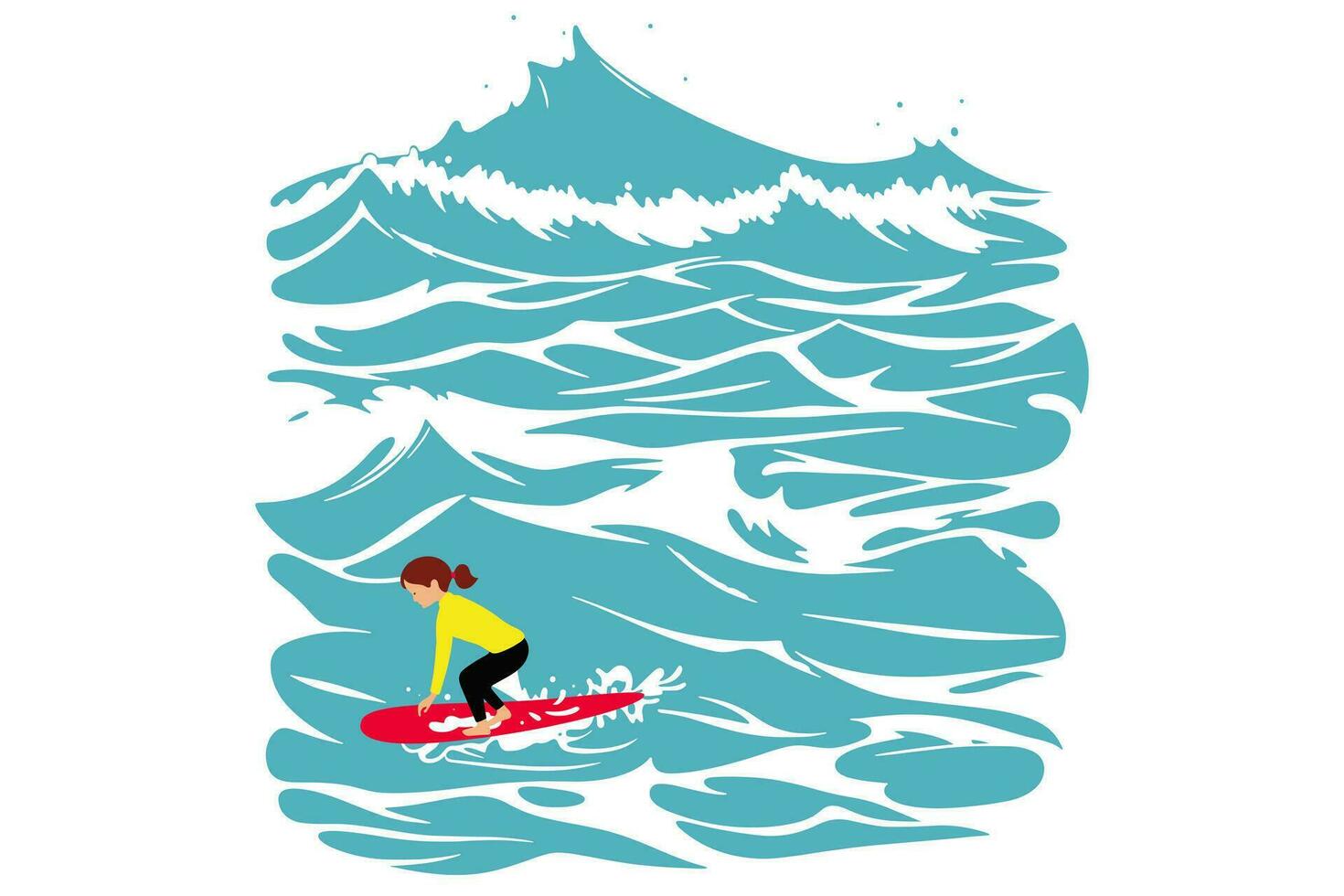 surf en un ola en el océano. navegar jinete en grande ondas. tablista vector ilustración diseño para t camisa impresión o club bandera.