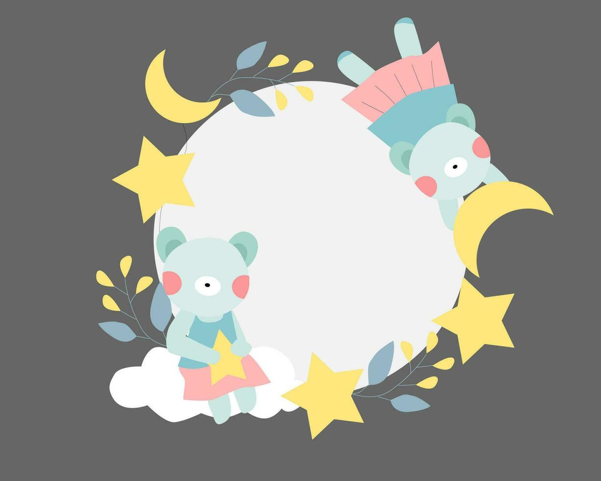 Hand Drawn Cute Bear Wreath vector