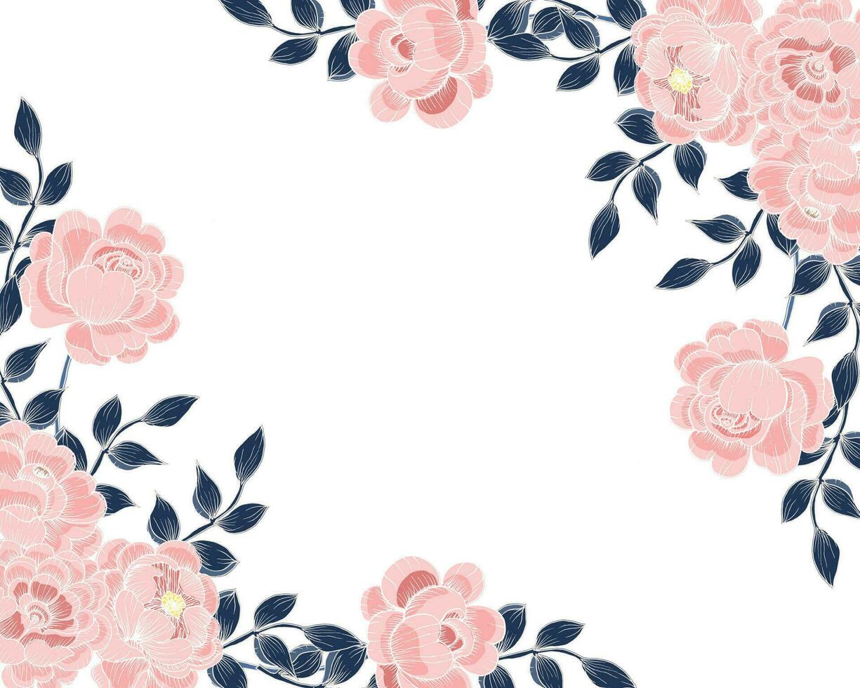 Hand Drawn Bloom Rose Border vector