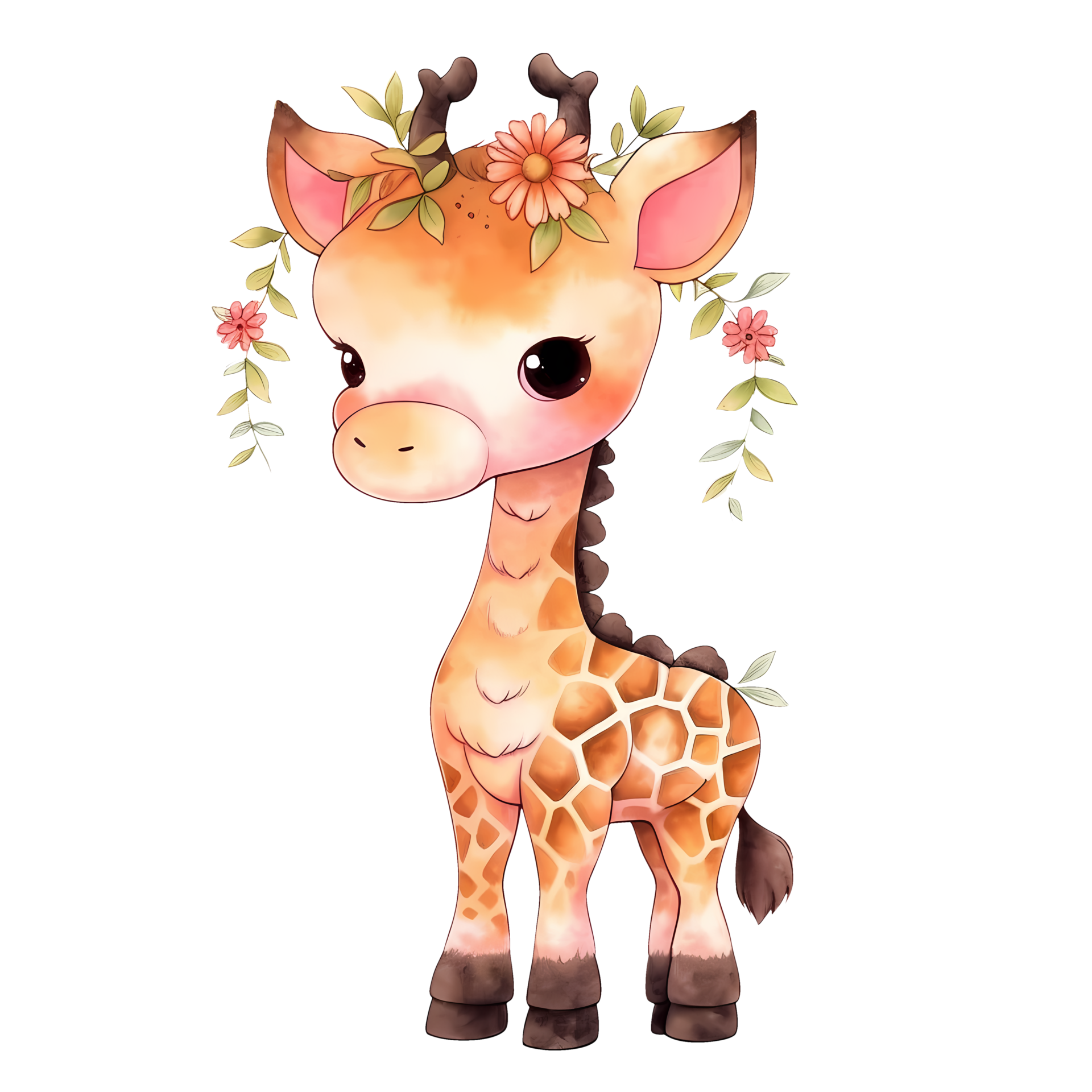 Watercolor Cute Giraffe Clipart Illustration AI Generative 28152423 PNG
