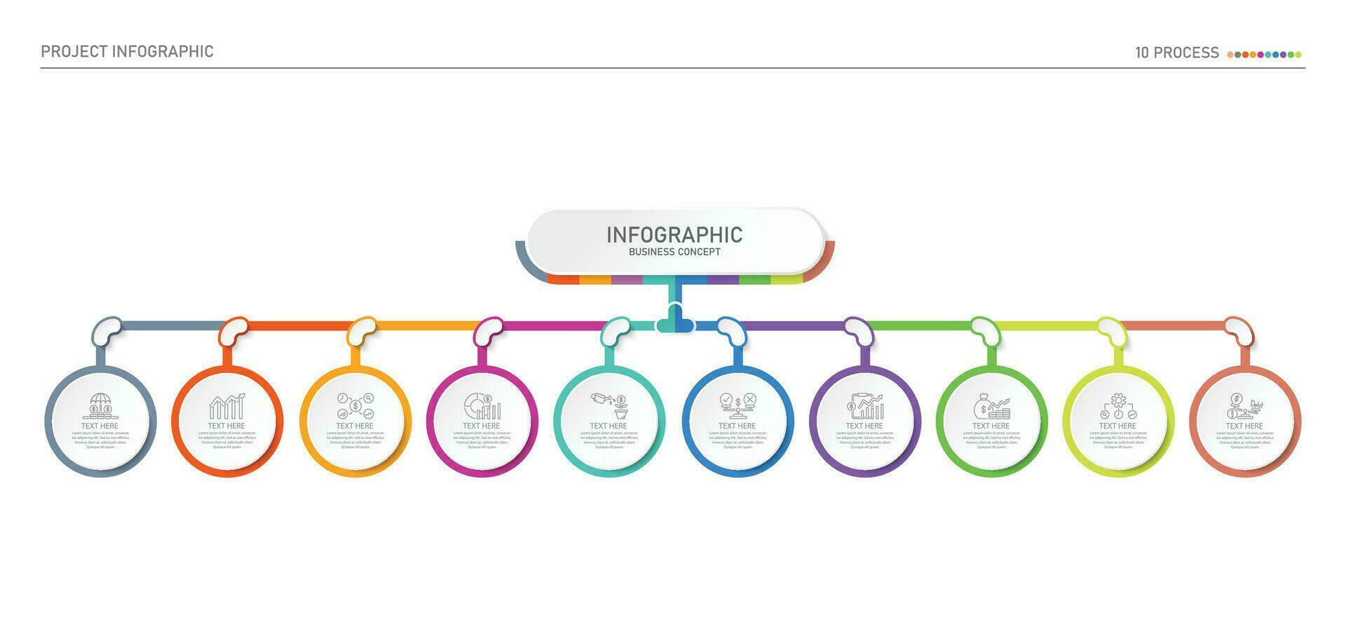 Infographic process design with icons and 10 options or steps. vector