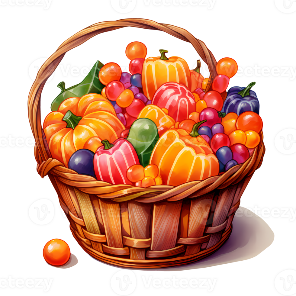 Watercolor Halloween Fruit Basket Clipart Illustration AI Generative ...