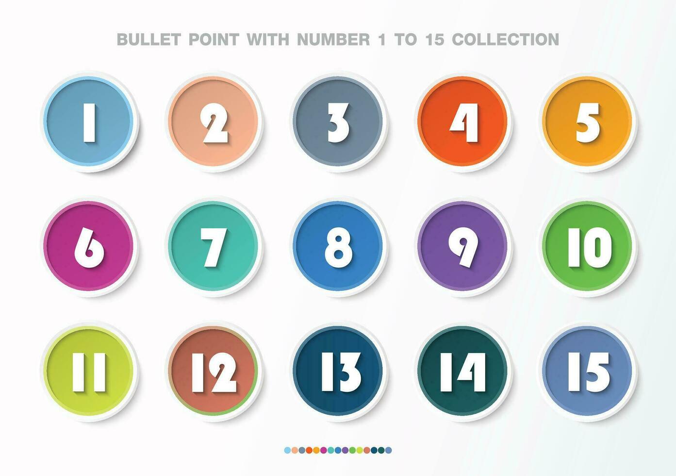 Bullet Points with number collection. Numbers from 1 to 15. Infographic buttons and points. Design easy to edit . Vector eps10.