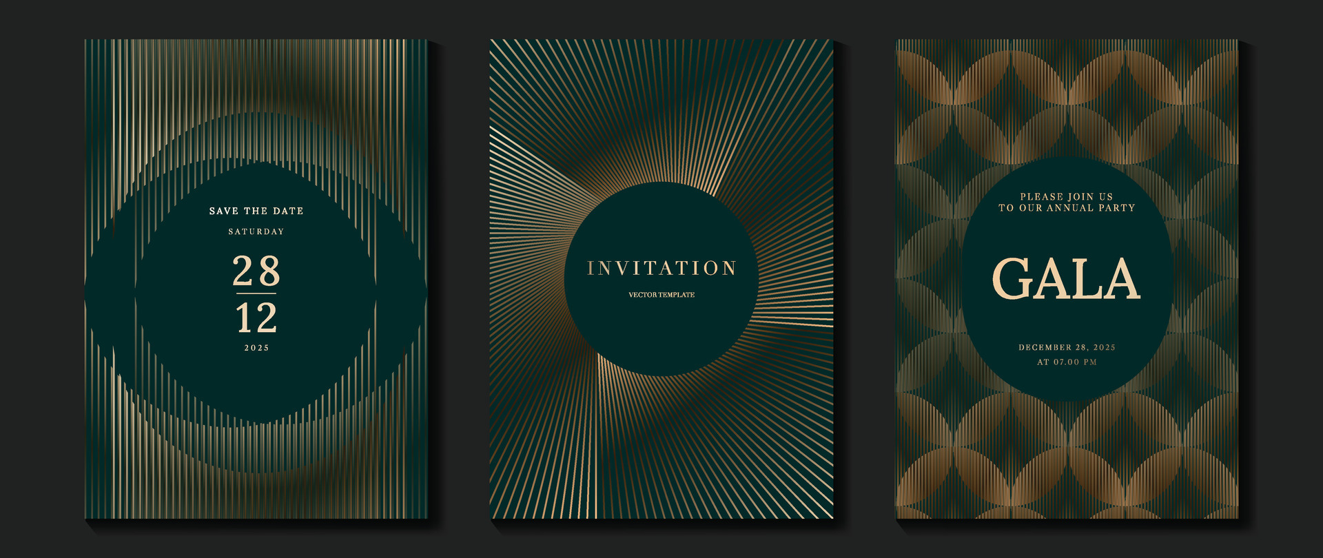 Grand Gold Invitations in Green