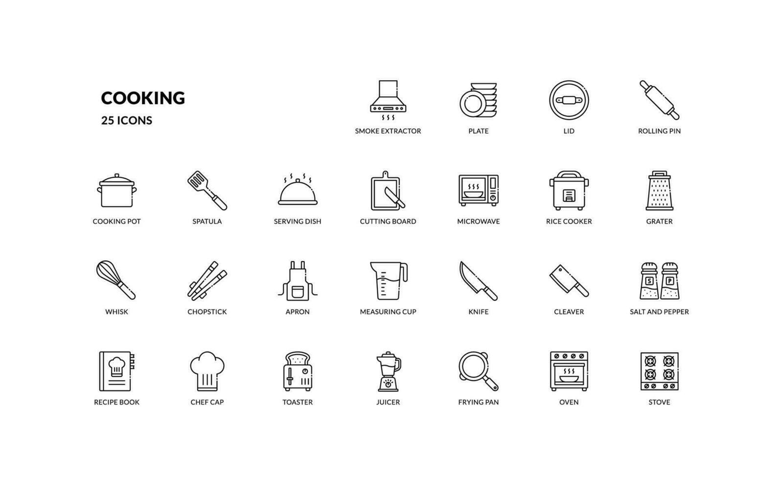 Cooking Kitchenware Kitchen appliances household tool and utensil for restaurant detailed thin line icon se vector